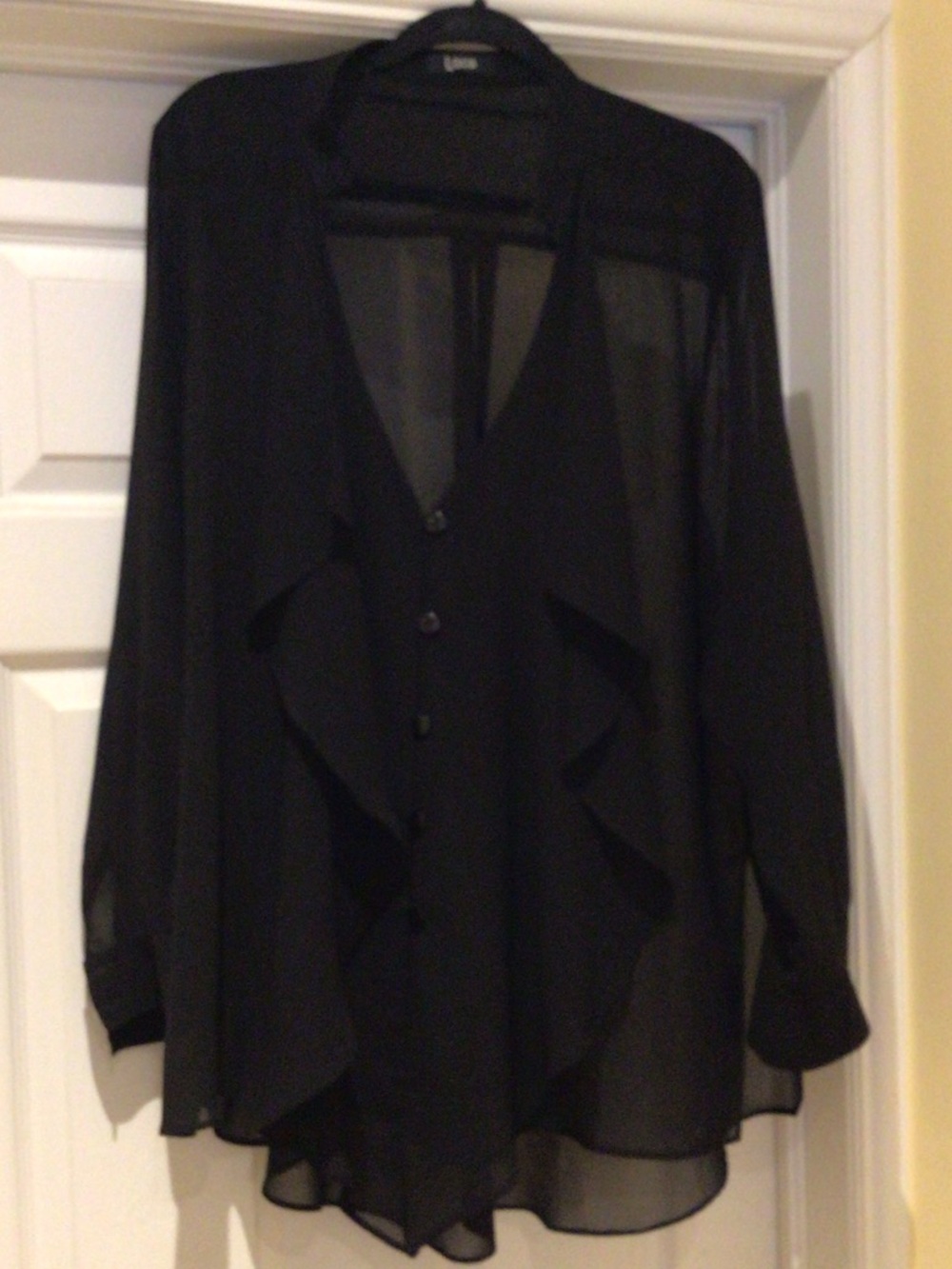 Sheer Black Draped Tunic Top - Women